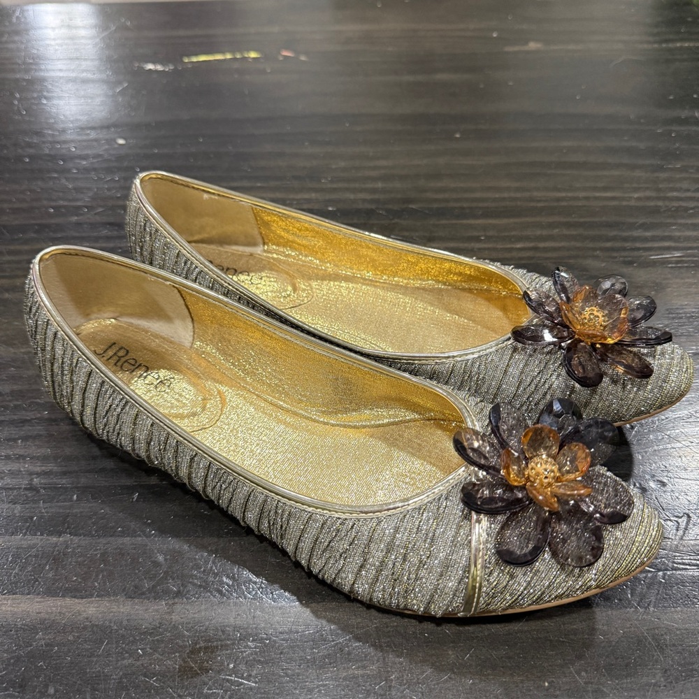 J.Renee Panyin Metallic Glitter Flats Size 9.5